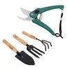 DeoDap Gardening Tools - Flover Cutter & Garden Tool Wooden Handle (3pcs-Hand Cultivator, Small Trowel, Garden Fork)