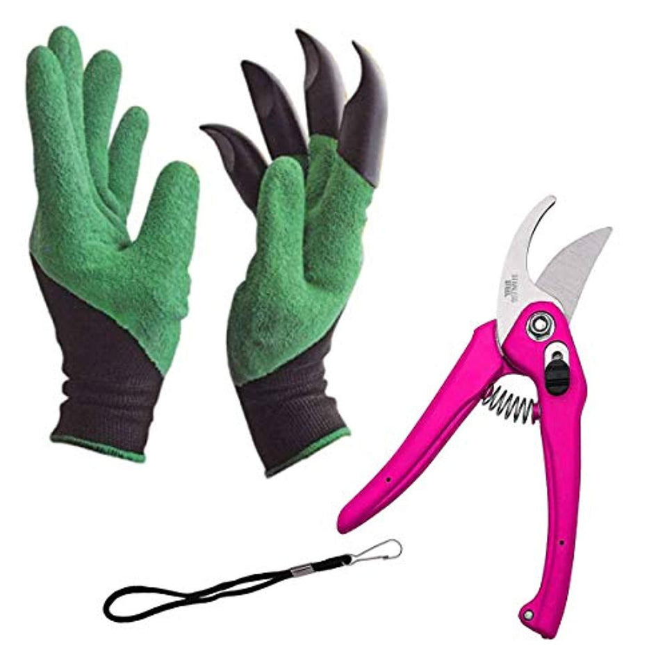 DeoDap Gardening Tools - Garden Gloves with Claws for Digging and Planting, 1 Pair Ergonomic Grip, Incredibly Sharp Secateurs