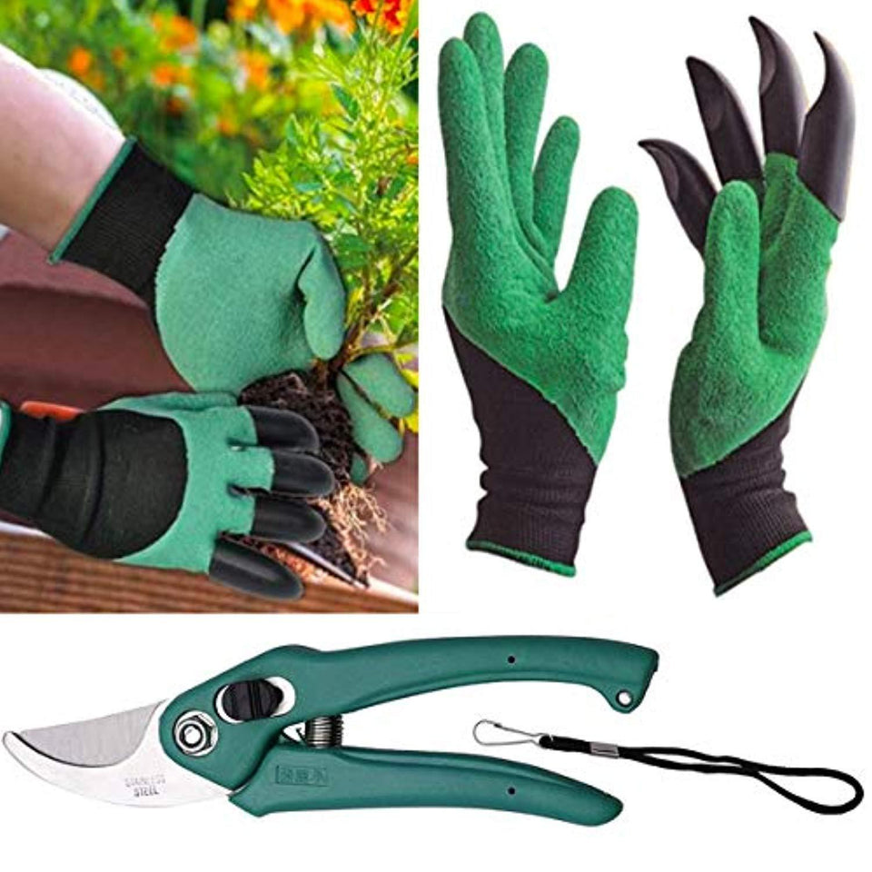 DeoDap Gardening Tools - Garden Gloves with Claws for Digging and Planting, 1 Pair Ergonomic Grip, Incredibly Sharp Secateurs