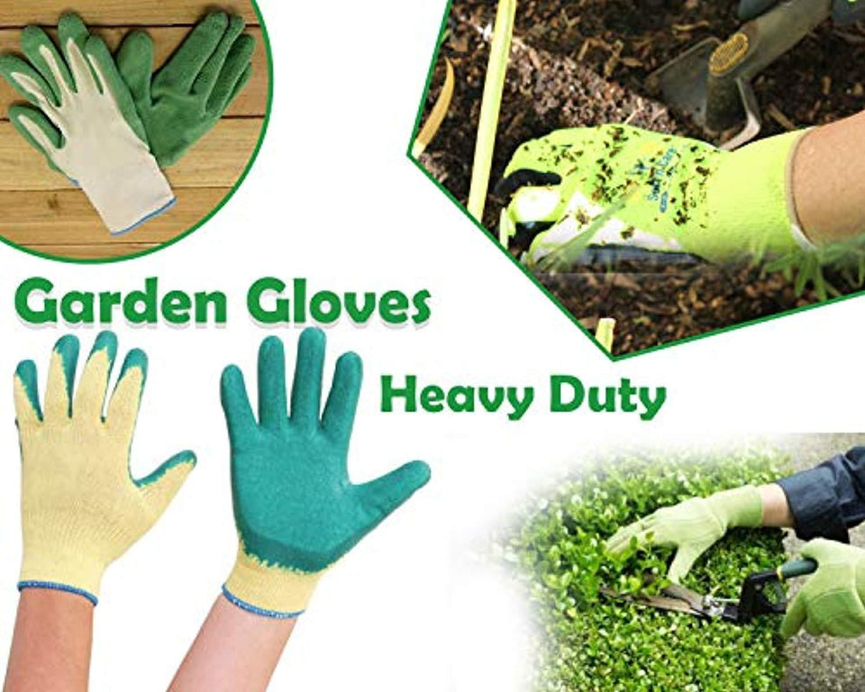 DeoDap Gardening Tools - Falcon Gloves, Flower Cutter/Scissor & Garden Tool Wooden Handle (3pcs-Hand Cultivator, Small Trowel, Garden Fork)
